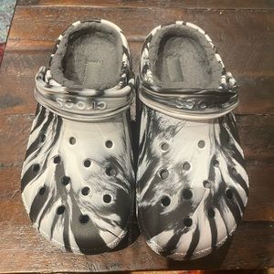 Black & White Tie Dye Crocs